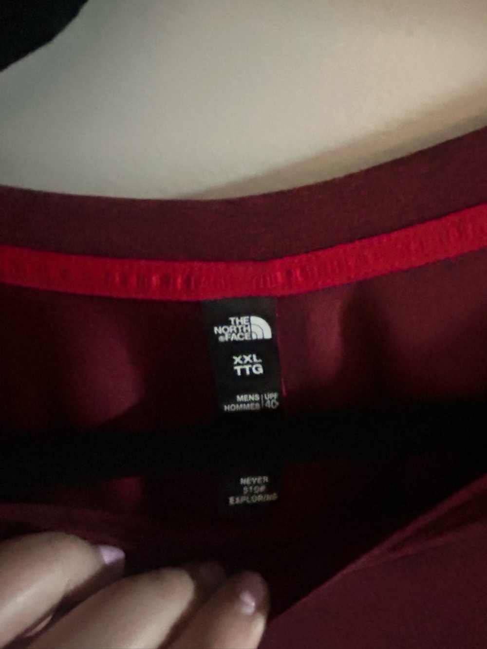 The North Face Men’s Long Sleeve Crew Tee - Burgundy size XXL - Picture 3 of 3